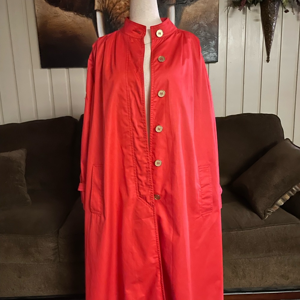 Zanobetti Firenze ~ Women’s X-Large ~ Vintage ~ Italy ~ Red ~ Trench Coat - Picture 5 of 16
